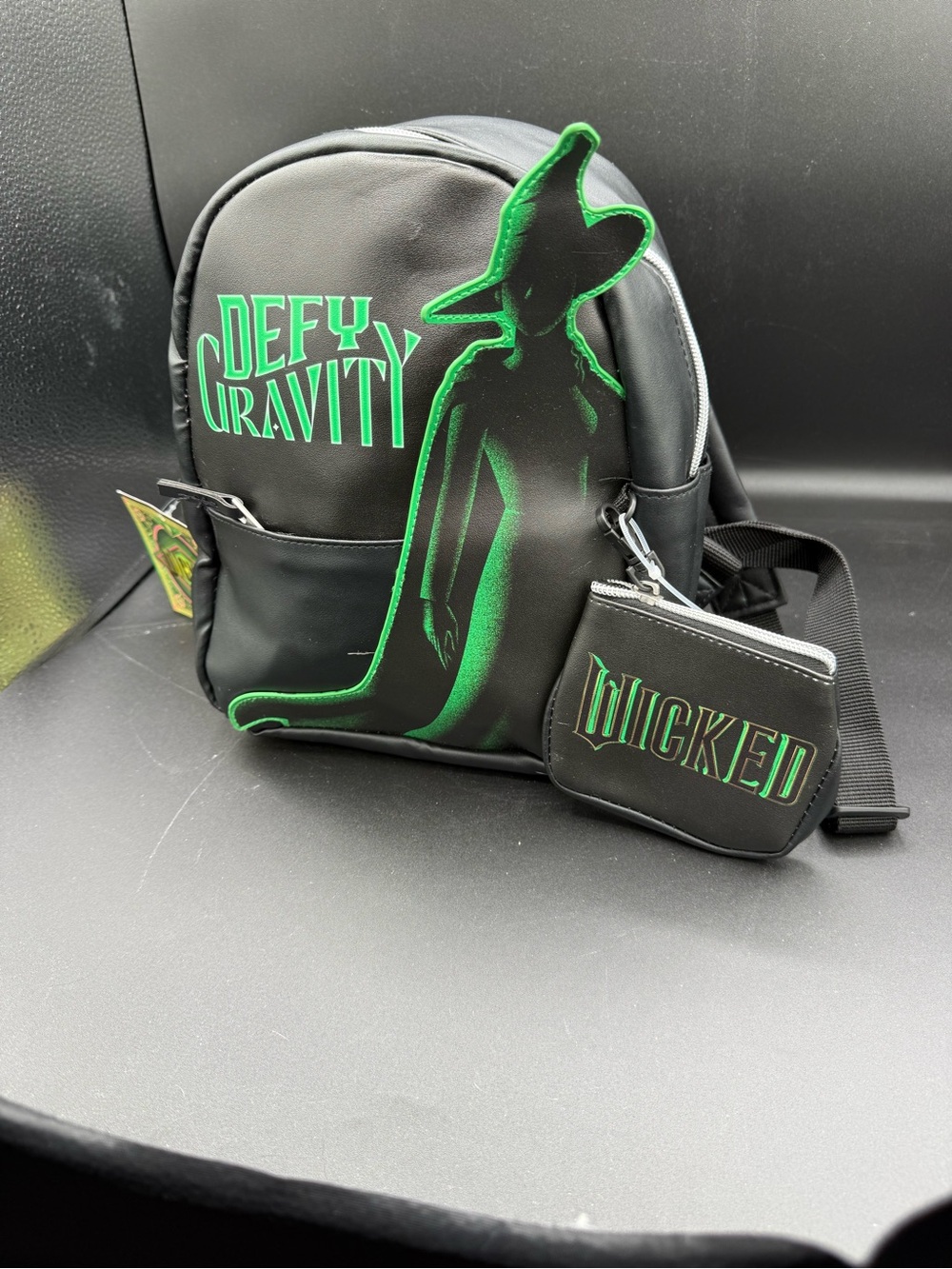 Black & Green 'Defy Gravity' Mini Backpack with Matching Pouch